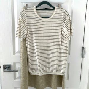 Ann Taylor gold striped knit top SP